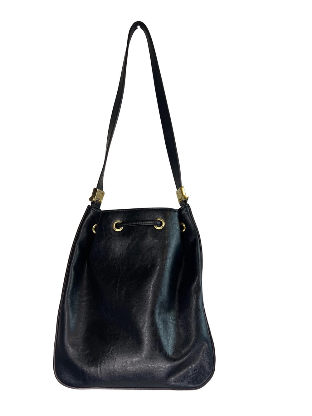 90s Mondani Black Bucket Shoulder Bag With Drawstring Closure - Picture 4 of 13